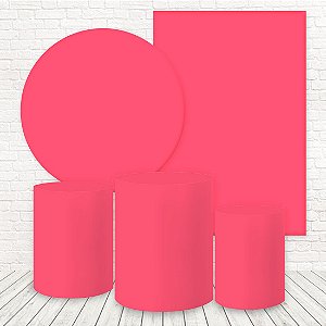 Kit 2 Painéis e Capas Tecido Rosa Neon WKPC-10003