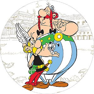 Painel Redondo Tecido Sublimado 3D Asterix e Obelix WRD-6278