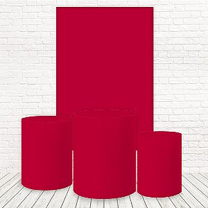 Painel Retangular e Capas Tecido Vermelho WKPC-10029