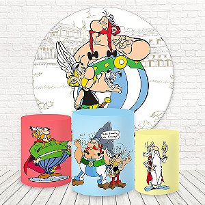 Painel Redondo e Capas Tecido Asterix e Obelix WKPC-1863