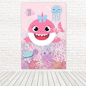 Painel Retangular Tecido Sublimado 3D Baby Shark 1,50x2,20 WRT-5945