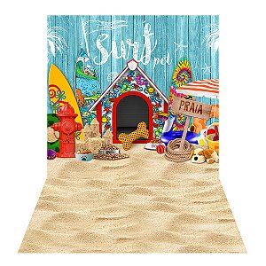 Fundo Fotográfico Tecido Sublimado Newborn 3D Pet Praia Verão 2,50x3,0 WFG-623