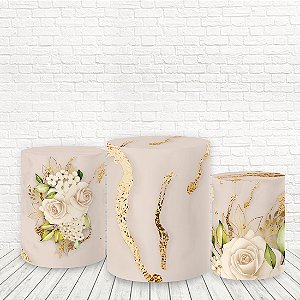 Trio de Capas Tecido Sublimado 3D Floral WCC-877