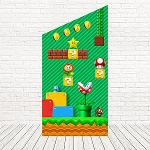 Painel Romano Diagonal Tecido Sublimado 3D Mario Bros 1,00 x 2,00 WPRD-042