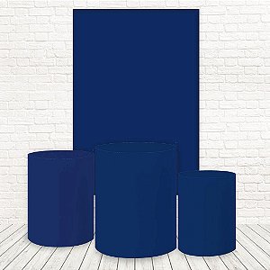 Painel Retangular e Capas Tecido Azul Marinho WKPC-10033