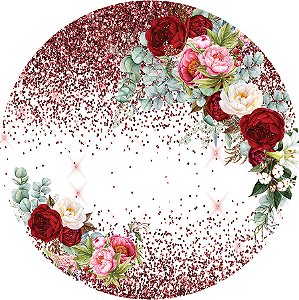 Painel Redondo Tecido Sublimado 3D Floral WRD-6495
