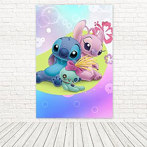 Painel Retangular Tecido Sublimado 3D Lilo Stitch 1,50x2,20 WRT-6246