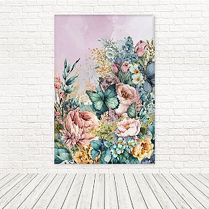 Painel Retangular Tecido Sublimado 3D Floral 1,50x2,20 WRT-6333