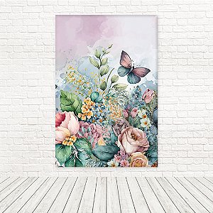 Painel Retangular Tecido Sublimado 3D Floral 1,50x2,20 WRT-6332