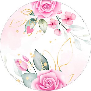 Painel Redondo Tecido Sublimado 3D Floral WRD-6523