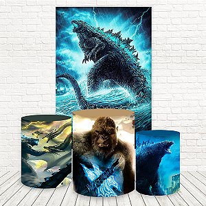 Painel Retangular e Capas Tecido king kong vs Godzilla WKPC-2318