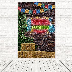 Painel Retangular Tecido Sublimado 3D Instagramável Neon Led Junino 1,50x2,20 WRT-6379