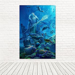 Painel Retangular Tecido Sublimado 3D Pequena Sereia 1,50x2,20 WRT-6373