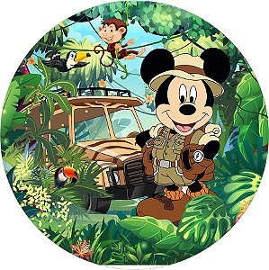 Painel Redondo Tecido Sublimado 3D Mickey Safari WRD-6553