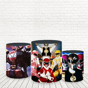 Trio Capas De Cilindro Tecido Sublimado 3D Power Rangers WCC-1020