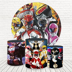 Painel Redondo e Capas Tecido Power Rangers WKPC-2360