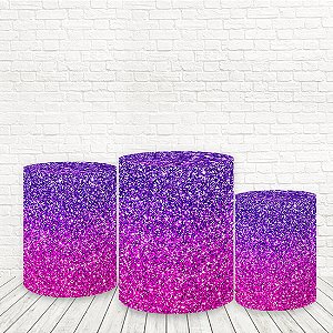 Trio Capas De Cilindro Tecido Sublimado 3D Efeito Glitter WCC-1054