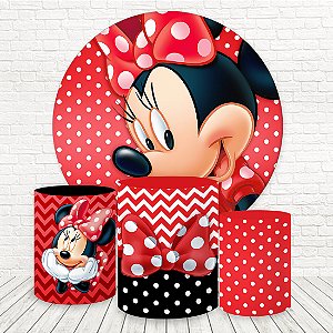 Painel Redondo e Capas Tecido Sublimado Minnie WKPC-2446