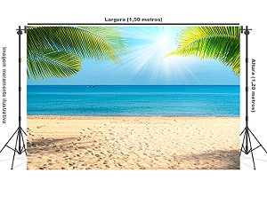 Fundo Fotográfico Pequeno Tecido Sublimado 3D Praia 1,50x1,20 WFP-1311