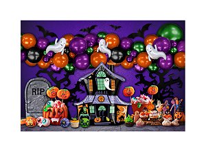 Fundo Fotográfico Pequeno Tecido Sublimado 3D Halloween 1,50x1,20 WFP-1319