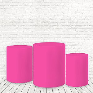 Trio De Capas Cilindros Tecido Sublimado Liso Rosa Barbiecore WCC-1114