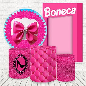 Kit 2 Painéis E Capas Tecido Sublimad Boneca Rosa Barbiecore WKPC-2542