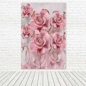 Painel Retangular Tecido Sublimado 3D Floral 1,50x2,20 WRT-6586