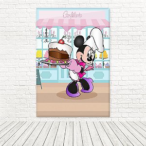 Painel Retangular Tecido Sublimado 3D Minnie Confeiteira 1,50x2,20 WRT-6793