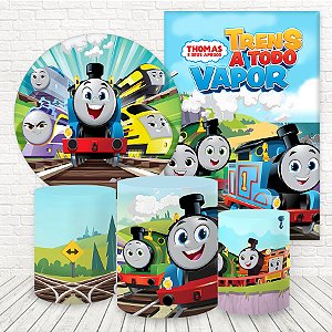 Kit 2 Painéis e Capas Tecido Sublimado 3D Thomas e Seus Amigos WKPC-2642