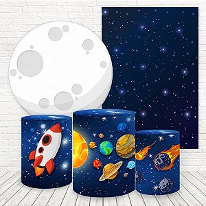 Kit 2 Painéis e Capas Tecido Sublimado 3D Astronauta e Galaxia WKPC-2627