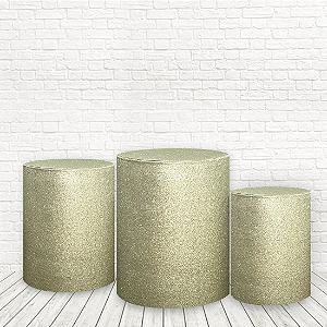 Trio Capas De Cilindro Tecido 3D Glitter Dourado WCC-20002