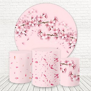 Painel Redondo e Capas Tecido Sublimado 3D Floral WKPC-2733