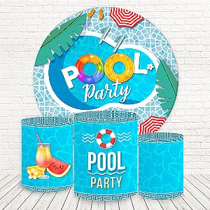 Painel Redondo e Capas Tecido Sublimado 3D Pool Party WKPC-2707