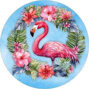 Painel Redondo Tecido Sublimado 3D Flamingo WRD-6810