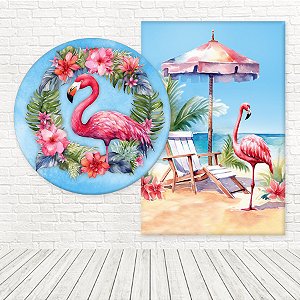 Kit Painéis Casadinho Tecido Sublimado 3D Flamingo WPC-986
