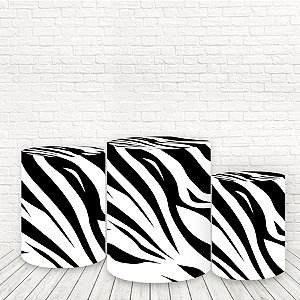 Trio Capas De Cilindro Tecido Sublimado 3D Animal Print Estampa Zebra WCC-1238