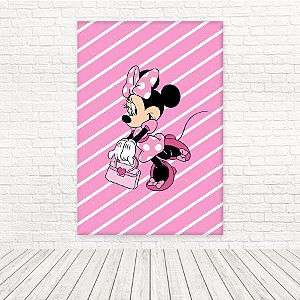 Painel Retangular Tecido Sublimado 3D Minnie Rosa 1,50x2,20 RT-6916