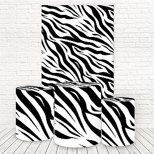 Painel Retangular e Capas Tecido Sublimado 3D Animal Print Estampa Zebra WKPC-2816