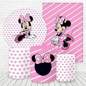 Kit 2 Painéis e Capas Tecido Sublimado 3D Minnie Rosa WKPC-2784