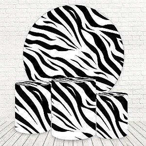 Painel Redondo e Capas Tecido Sublimado 3D Animal Print Estampa Zebra WKPC-2814