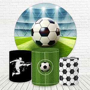 Painel Redondo e Capas Tecido Sublimado 3D Futebol WKPC-2767
