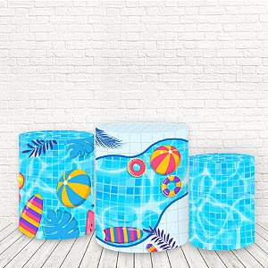 Trio Capas De Cilindro Tecido Sublimado 3D Pool Party WCC-1246