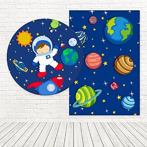 Kit Painéis Casadinho Tecido Sublimado 3D Astronauta Galáxia WPC-1007