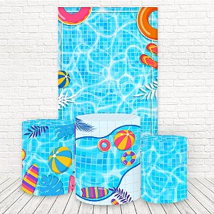 Painel Retangular e Capas Tecido Sublimado 3D Pool Party WKPC-2837