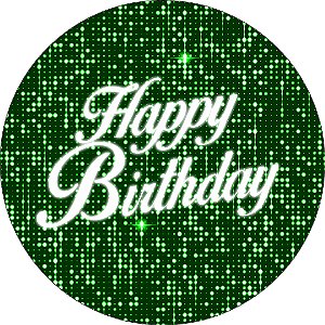 Painel Redondo Tecido Sublimado 3D Happy Birthday Verde WRD-6898