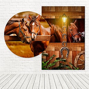 Kit Painéis Casadinho Tecido Sublimado 3D Cavalos Country WPC-1038