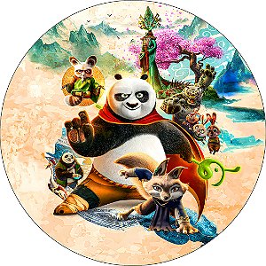 Painel Redondo Festa Tecido Sublimado 3D Kung fu Panda WRD-6916