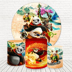 Painel Redondo e Capas Tecido Sublimado 3D Kung Fu Panda WKPC-3015