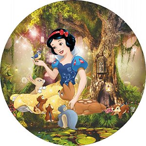 Painel Redondo Tecido Sublimado 3D Branca de Neve WRD-554