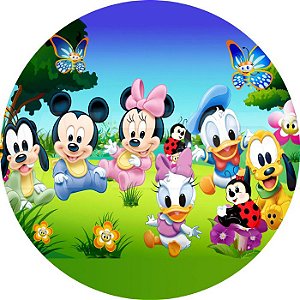 Painel Redondo Tecido Sublimado 3D Baby Disney Minnie Rosa WRD-502